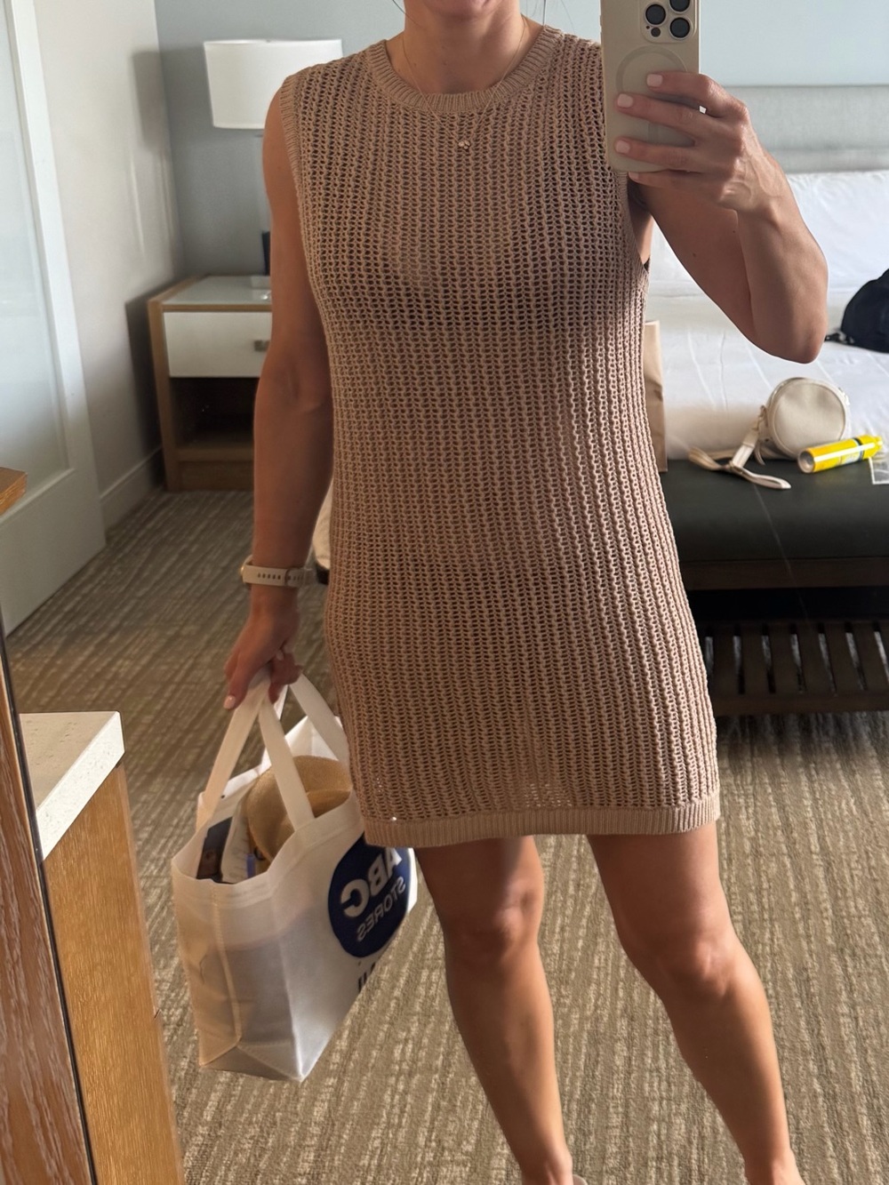 Woven Sleeveless Swim Coverup Dress - Taupe - Picture 2 of 2